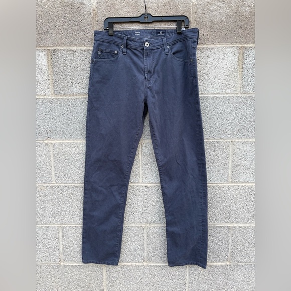 AG Adriano Goldschmied Everett Slim Straight Blue Pants Zip Mens 33 (34)x32 EUC - Picture 1 of 14